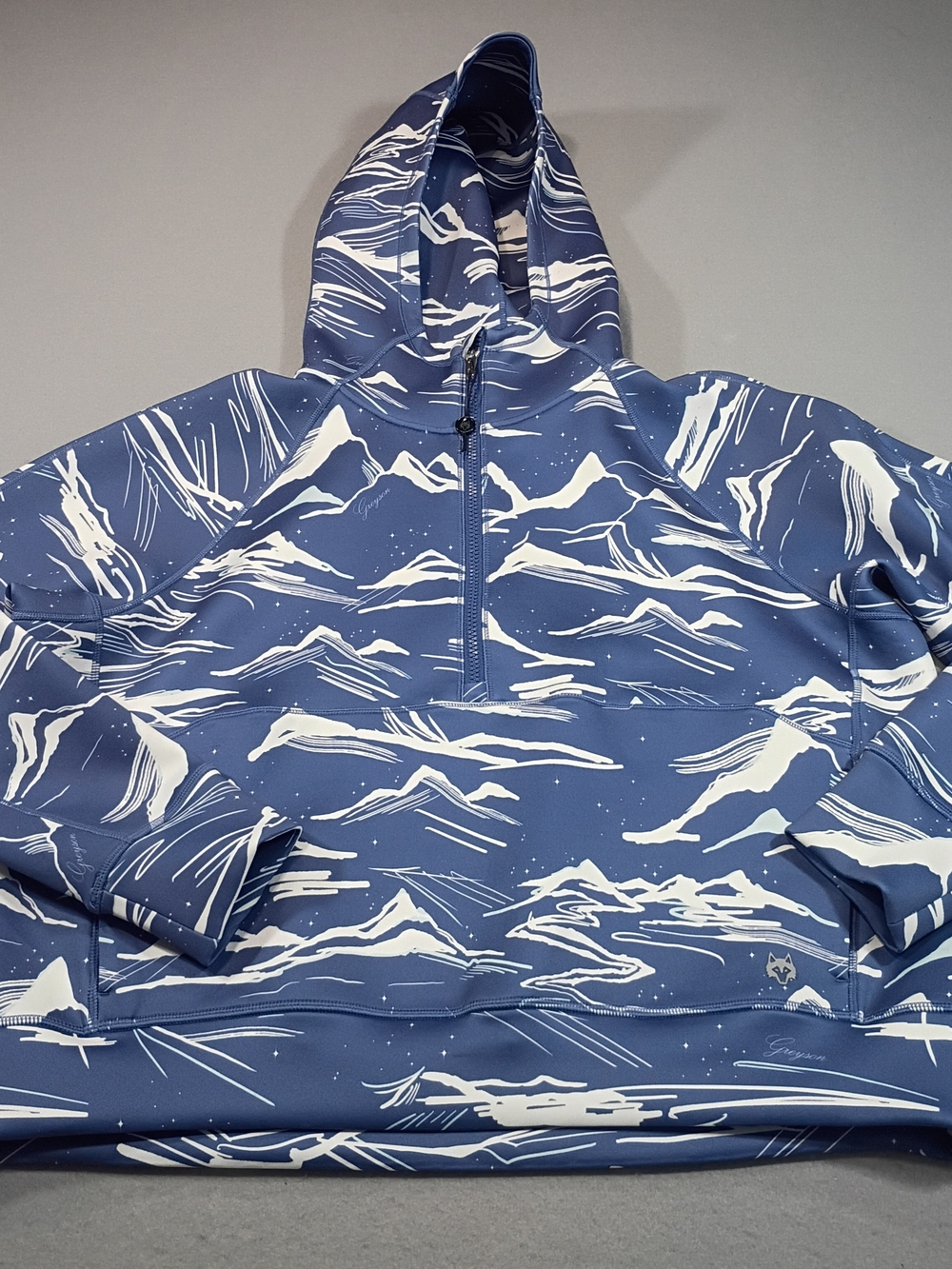 Greyson Clothiers Blue Mountain-Graphic 1/4-Zip Golf Hoodie Pullover L